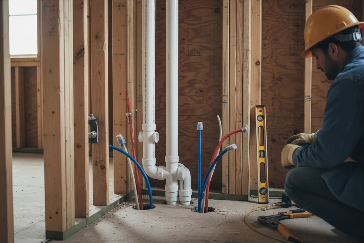 Drain and supply rough-in during Sump Pump Repair in Ashland